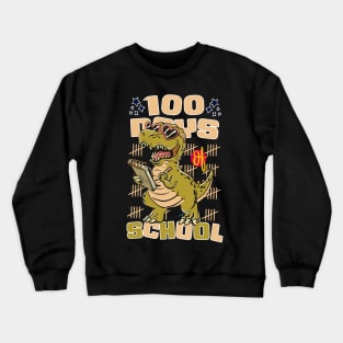 100 days of school featuring a friendly T-rex Dino Holding a notebook  #2 Crewneck Sweatshirt